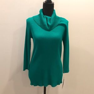 NWT Ribbed Cowl Neck Blouse